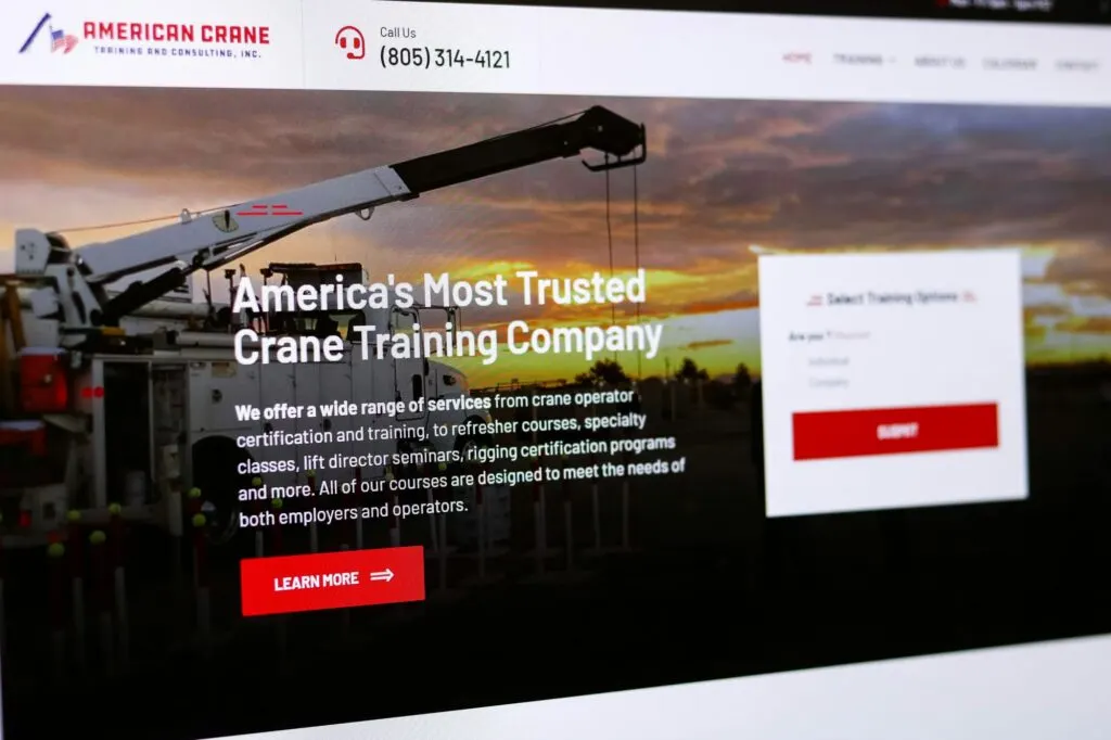 American Crane Training website, designed by Graticle