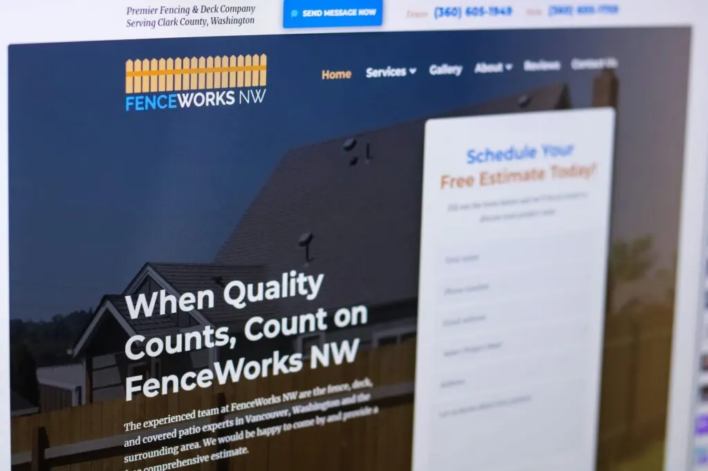 Fenceworks NW website, designed by Graticle