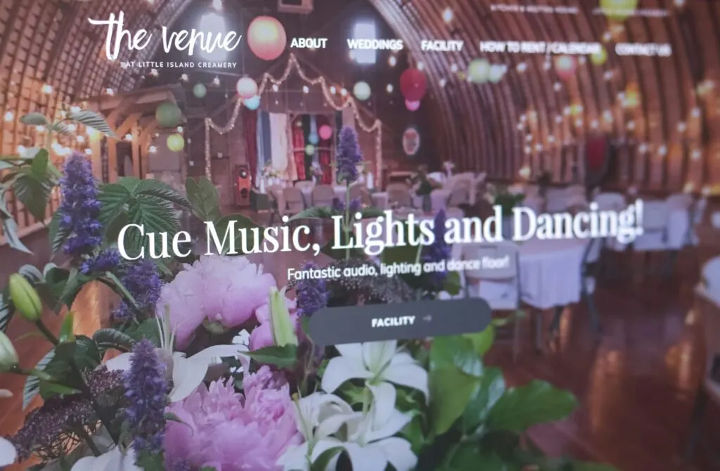 The Venue website, designed by Graticle