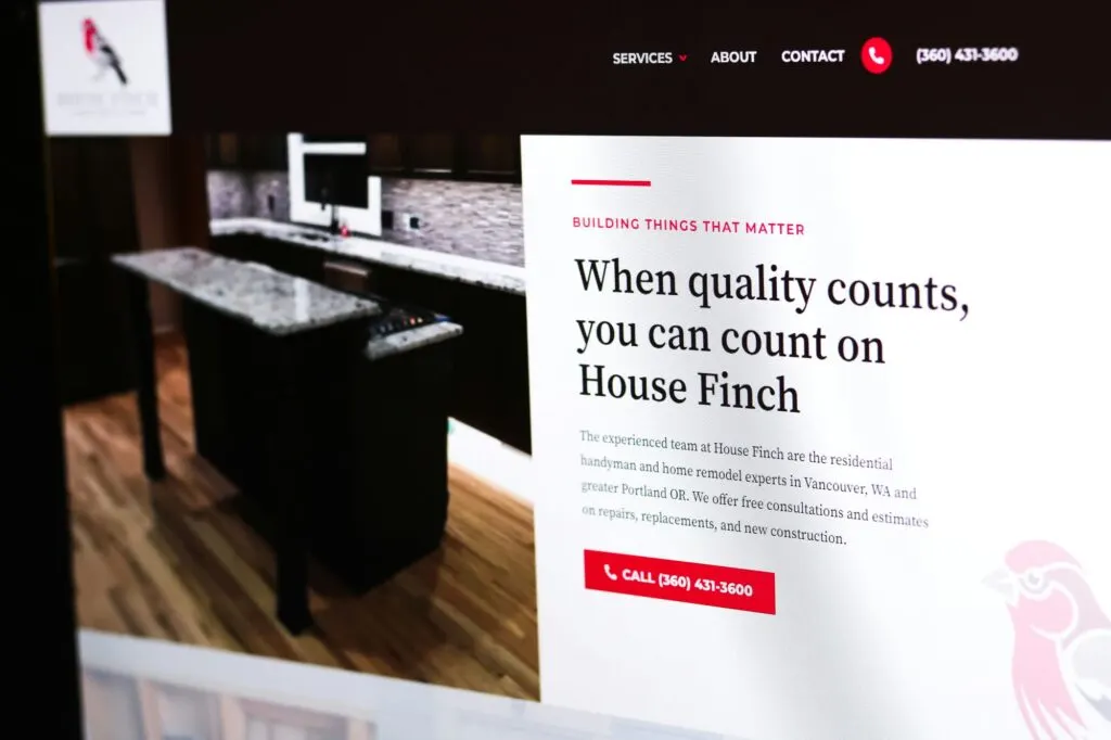 House Finch Construction website, designed by Graticle