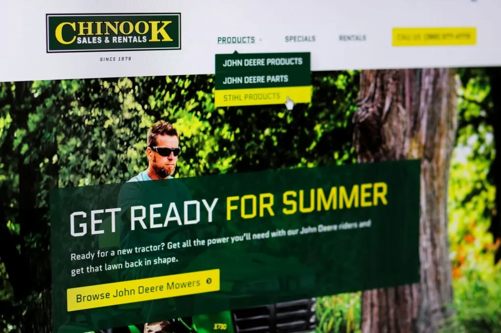 Chinook Sales & Rentals website, designed by Graticle