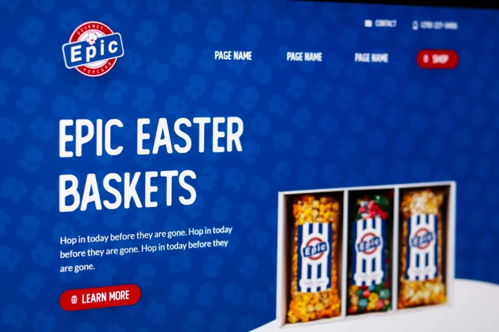 Epic Popcorn website, designed by Graticle