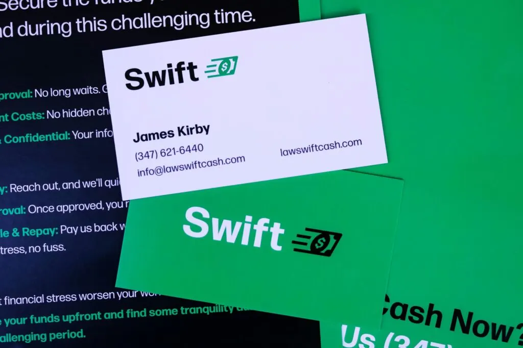 Swift Cash Business Cards (print), designed by Graticle