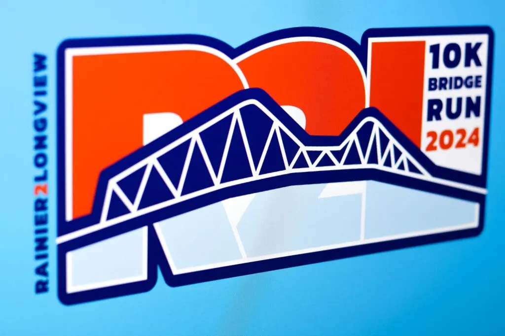 Rainier 2 Longview 10k Bridge Run 2024 (logo), designed by Graticle