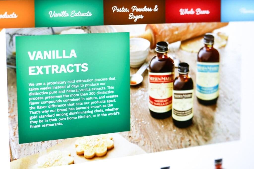 Product page focus web page